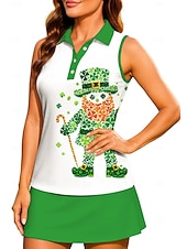  San Patrizio Per donna Piante Floreale Trifoglio Canotta da allenamento Maglietta Maglietta sportiva Polo da golf Senza Maniche Sportivo UPF50+ Resistente ai Raggi UV Allenamento Danza Pilates