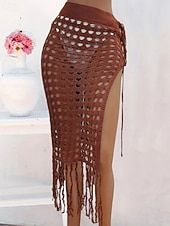 abordables Falda cruzada-Mujer Bañadores Tapadera Vestido de Baño Falda Traje de baño Cortado Vacaciones Ropa de playa Color sólido Sin Mangas Trajes de baño