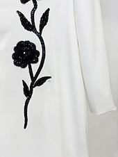 ieftine Rochii de seară în linie A-Rochii formale A-Line cu tren de perie rochii de seară rochie de seară elegantă vintage cu mâneci lungi gât rotund nuntă formal cu flori 3D cristale și broderie
