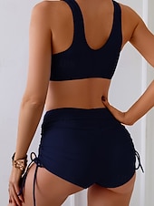 levne Dámské Plavky-Dámské Plavky 2 ks Kraťasy Plavky Volná záda prázdniny Oblečení na pláž Bez vzoru Do V Bez rukávů Plavky