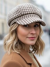 levne Dámské klobouky-Dámská polyesterová čepice s pepito vzorem – elegantní vintage design, více barev, stylová a pohodlná pro každodenní nošení