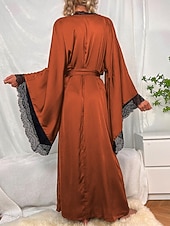 Χαμηλού Κόστους Γυναικεία Πιτζάμες Onesies-Γυναικεία Ρόμπα Καθημερινό Μαλακή Σατέν Μονόχρωμες Δαντέλα Παντελόνι Καθημερινά Σπίτι Κρεβάτι Μακρυμάνικο Λαιμόκοψη V Μαύρο Λευκό Κρασί Ρουμπίνι Καφέ Καλοκαίρι Άνοιξη Κανονικό