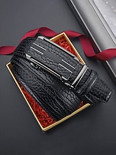 economico Matrimonio ACC-cintura da uomo in similpelle, fibbia automatica con finitura testurizzata, stile classico formale, colori nero e caffè, per matrimoni, abbigliamento da lavoro e abiti casual eleganti