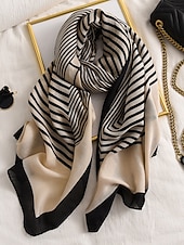 economico Sciarpe da donna-sciarpa a righe in cotone e lino da donna: materiale morbido e leggero, disponibile in più colori, perfetta per outfit casual e invernali