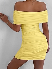 economico Vestito Semplice-Per donna Mini Abito Vestito da Festa Abito da Cocktail Tubino Moda Moderno Feste Cocktail party Vestibilità regolare Semplice Senza Maniche Senza Spalle Nero Bianco Giallo Rosso Estate