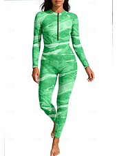 ieftine Rash guards One Piece-Pentru femei Bariere Iritatie Costume de baie pentru tot corpul Costum Scufundări din Piele Gradiant Fermoar Față Picior pe toată lungimea Spandex UPF50+ Uscare rapidă Înaltă Elasticitate Manșon Lung