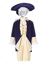 abordables Tenues-250e anniversaire des États-Unis Rococo Baroque Tenues Manches longues George Washington Alexander Hamilton Epoque Coloniale Déguisement Garçons Carnaval Jour de l'indépendance 4 juillet Enfant