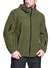 halpa Miesten takit-Miesten Fleecetakki Sotilaallinen takki Taktinen takki Päivittäin Loma Pidä lämpimänä Tasku Fleece Syystalvi Tavallinen Muoti Katutyyli Hupullinen Normaali Musta Khaki Armeijan vihreä Harmaa Jackets