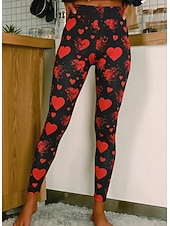 voordelige -Dames Leggings Gezellige leggings Vakantie Casual Volledige lengte Hoge taillePantsValentijnsdag Hart Grafisch Opdrukken Comfort Comfortabel Rekbaar Casual Dagelijks Vakantie Wit Blozend Roze Rood