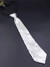 abordables Accesorios-Conjunto de tirantes y corbata de poliéster con lentejuelas para hombre, diseño de corbata con cremallera, varios colores, perfecto para el Día de San Patricio y celebraciones de carnaval.