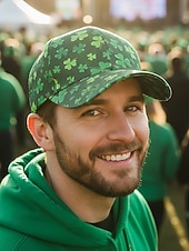 お買い得  アクセサリー-ユニセックスの聖パトリックの日のシャムロックプリントの野球帽、ポリエステルプリント生地、複数のクローバー柄、男性と女性のためのカジュアルな祭りスタイルの帽子、パレード、パーティー、屋外のお祝い用ウェア