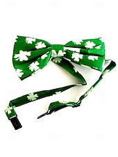  Мужские зеленые подтяжки с изображением клевера и галстук-бабочка, изготовлены из полиэстера, идеально подходят для Дня Святого Патрика, карнавала и повседневной носки.