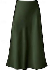 abordables Faldas Formales-Mujer Elegante Moda Maxi Alta cintura Faldas Plano Frunce Rígido Diario Calle Negro Champaña Verde Ejército Verde Trébol Verano