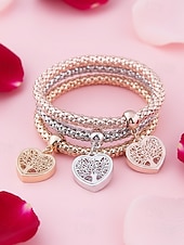 tanie Walentynki-Zestaw bransoletek z zawieszkami w kształcie serca i drzewa życia - wielokolorowe plecione bransoletki damskie do układania w stosy w stylu boho, idealne do codziennych stylizacji lub jako prezent