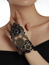 preiswerte Zubehör-Damenschuhe Mardi Gras Steampunk viktorianische Spitzen-Handschuhe ohne Finger - Legierungs-Uhren- und Zahnräder-Zubehör für Karneval  Halloween-Kostüm