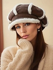 cheap Women's Hats-Women's Thickened Polyester Plaid Hat with Bow Detail, Available in Multiple Colors – Perfect for Fall and Winter Fashion