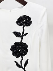 ieftine Rochii de seară în linie A-Rochii formale A-Line cu tren de perie rochii de seară rochie de seară elegantă vintage cu mâneci lungi gât rotund nuntă formal cu flori 3D cristale și broderie