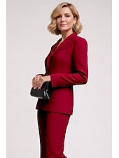 Недорогие Блейзеры и жилеты-Жен. Пиджак Офис Официальные Свадебный гость Эластичная ткань Элегантный стиль Длинный рукав Лацкан с тупым углом Однобортный крой