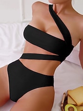 economico Costumi da bagno Donna-Per donna Costumi da bagno Intero Bikini Shorts Costume da bagno Senza schiena Vacanza Abbigliamento da Spiaggia Tinta unica Senza Spalline Senza Maniche Costumi da bagno