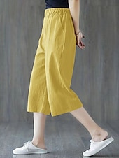 olcso Alapvető műbőr alsók-Női Capri nadrágok Műpamut ágynemű Nadrág Nyári nadrág Szabadság Alap Alkalmi Borjú-hossz Magas derék Sima Zseb Elasztikus derékpánt Mokaszinok Mekano Légáteresztő Nyúlós Tengerpart Szabadság Fekete