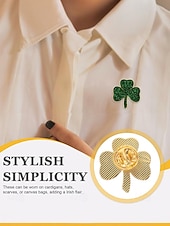 olcso kiegészítők-Női Szent Patrik-napi lóhere bross kitűzőkészlet, ötvözet anyagból, 4 darabos lóhere kitűzőkészlet, elegáns és ünnepi ír stílus kalapokhoz, dzsekikhez, táskákhoz, felvonulásokhoz, partikhoz és ünnepi ünnepségekhez