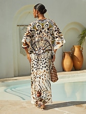 abordables vestido casual estampado-Vestido largo de gasa vaporosa con joyas de leopardo vintage