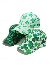 お買い得  アクセサリー-ユニセックスの聖パトリックの日のシャムロックプリントの野球帽、ポリエステルプリント生地、複数のクローバー柄、男性と女性のためのカジュアルな祭りスタイルの帽子、パレード、パーティー、屋外のお祝い用ウェア