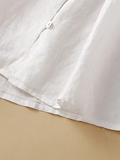 baratos Camisas-Mulheres Blusa Linho de algodão sintético Bordado Botões Côr Sólida à moda Básico Casual Manga Longa Gola Alta Tops regulares Diário Branco Azul Marinha Verão Primavera