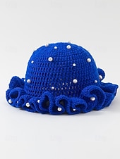 abordables Accesorios-Gorro de punto con trébol y perlas para mujer, varios colores, perfecto para el Día de San Patricio, Carnaval y uso diario.