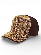 abordables Accessoires-Casquette unisexe ornée de strass, en polyester, décoration scintillante, disponible en plusieurs couleurs, idéale pour la Saint-Patrick, le carnaval et au quotidien.