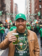  Grön herrkeps med shamrockmotiv för St. Patrick's Day – snygg, justerbar hatt för festliga tillfällen