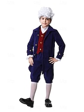  250e jubileum VS Rococo Barok Outfits Lange Mouwen George Washington Alexander Hamilton Koloniaal Kostuum Jongens Carnaval Independence Day 4 juli Kinderen Jas Broeken Kraag