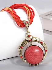 halpa Naisten kaulakoru-Naisten boheemi metalliseoskaulakoru monivärisellä helmiköydellä, ainutlaatuinen riipusmuotoilu, täydellinen arkeen ja juhlaan