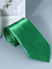 お買い得  アクセサリー-男性用のセントパトリックスデーのグリーンサテンネクタイ。グリーンの複数の色合い、滑らかなポリエステル生地。パレード、パーティー、結婚式、ホリデーのお祝いに最適なクラシックで華やかなスタイルのネクタイ。