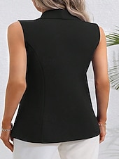cheap Women's Outerwear-Women's Jacket Vest Windproof Warm Patchwork Elegant Fashion Casual Plain Daily Outdoor Street Regular Turndown Regular Fit Sleeveless Outerwear Black White Dark Pink Spring Fall