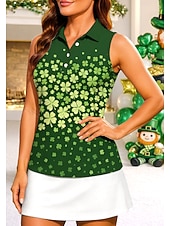  St. Patrick Women's Plants Floral Clover Workout Tank Top Tops Shirt Sport Shirt Sleeveless Sporty UPF50+ UV Resistant Trainer Dancing Breathable Pilates Cheerleader Costumes Volleyball Fold-over