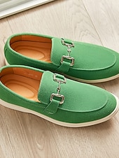  mocassini da uomo con fibbia verde: design elegante e comodo, ideali per il giorno di San Patrizio, abbigliamento casual e comfort quotidiano