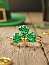  Női Szent Patrik-napi lóhere alakú gyűrű, réz anyagból, elegáns, szerencsét hozó ír stílusú ékszer hölgyeknek, tökéletes ünnepi viseletre, felvonulásokra, partikra és ünnepi alkalmakra