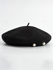cheap Women's Hats-Women's Polyester Faux Wool Beret – Pearl Decoration, Multiple Colors, Elegant and Stylish for Fall and Winter Fashion