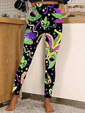 levne Dámské Mardi Gras Oblečení-Carnival dámské legíny aktivní dovolená móda dlouhé vysoký pas kalhoty grafika geometrické tisk vysoký střih komfortní venkovní pohodlné elastické dovolená formální festival fialová černá zelená léto
