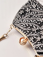 Χαμηλού Κόστους Γάμος ACC-Γυναικεία τσάντα clutch από πολυεστέρα με διακοσμητικά από πούλιες και χάντρες, λουράκι ώμου με αλυσίδα, μεγάλη χωρητικότητα, πολλά χρώματα – ιδανική για γάμους και βραδινά πάρτι