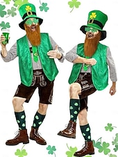 Недорогие Аксессуары-Мужской костюм лепрекона на День Святого Патрика – зеленая шляпа, жилет, борода, носки и аксессуары для праздничных торжеств.