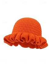 お買い得  アクセサリー-女性用クロシェラッフルバケットマルディグラハット – カーニバル、コスチュームパーティー、ボヘミアンシックスタイル用の多色レインボーニットフェスティバルキャップ