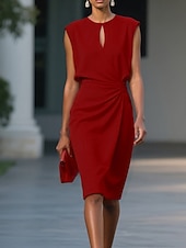 abordables Robe Simple-Femmes Mini Robe Robe fourreau Moderne Extérieur Sortir Week-end Coupe régulière Uni Sans manches Col ras du cou Noir Blanche Rouge Vert Été