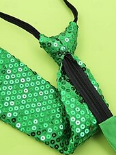 abordables Accesorios-Conjunto de tirantes y corbata de poliéster con lentejuelas para hombre, diseño de corbata con cremallera, varios colores, perfecto para el Día de San Patricio y celebraciones de carnaval.