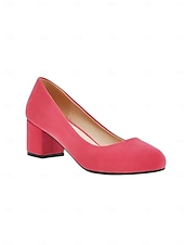 voordelige Pumps met blokhak-Roze suède pumps voor dames met blokhak - elegant &amp;Comfortabele hoge hakken voor Valentijnsdag, een romantische avond en speciale gelegenheden.
