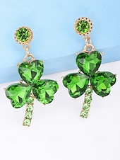  Pendientes de aleación para mujer con diseño de trébol de cristal verde, perfectos para el día de San Patricio y fiestas cotidianas, elegantes y festivos.