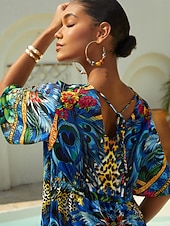 abordables Robes décontractées-robe mini en satin soyeux style jungle sauvage