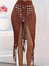 abordables Falda cruzada-Mujer Bañadores Tapadera Vestido de Baño Falda Traje de baño Cortado Vacaciones Ropa de playa Color sólido Sin Mangas Trajes de baño