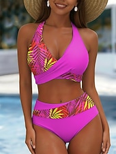 abordables Ensemble de bikinis-Bikini 2 pièces femme maillot de bain jupe palmier mode vacances graphique floral décolleté en V sans manches